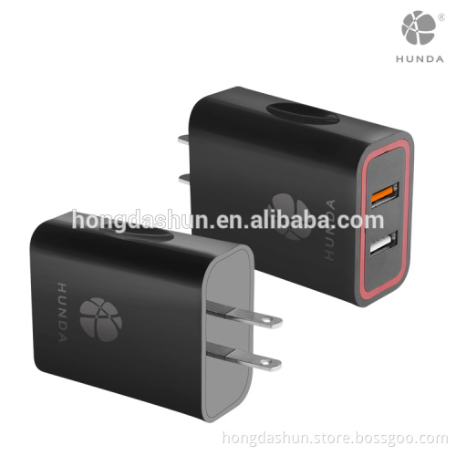 USB Wall Charger, HUNDA 2-Port 4.8 Amp USB Travel Wall Charger with folding plug USB Charger